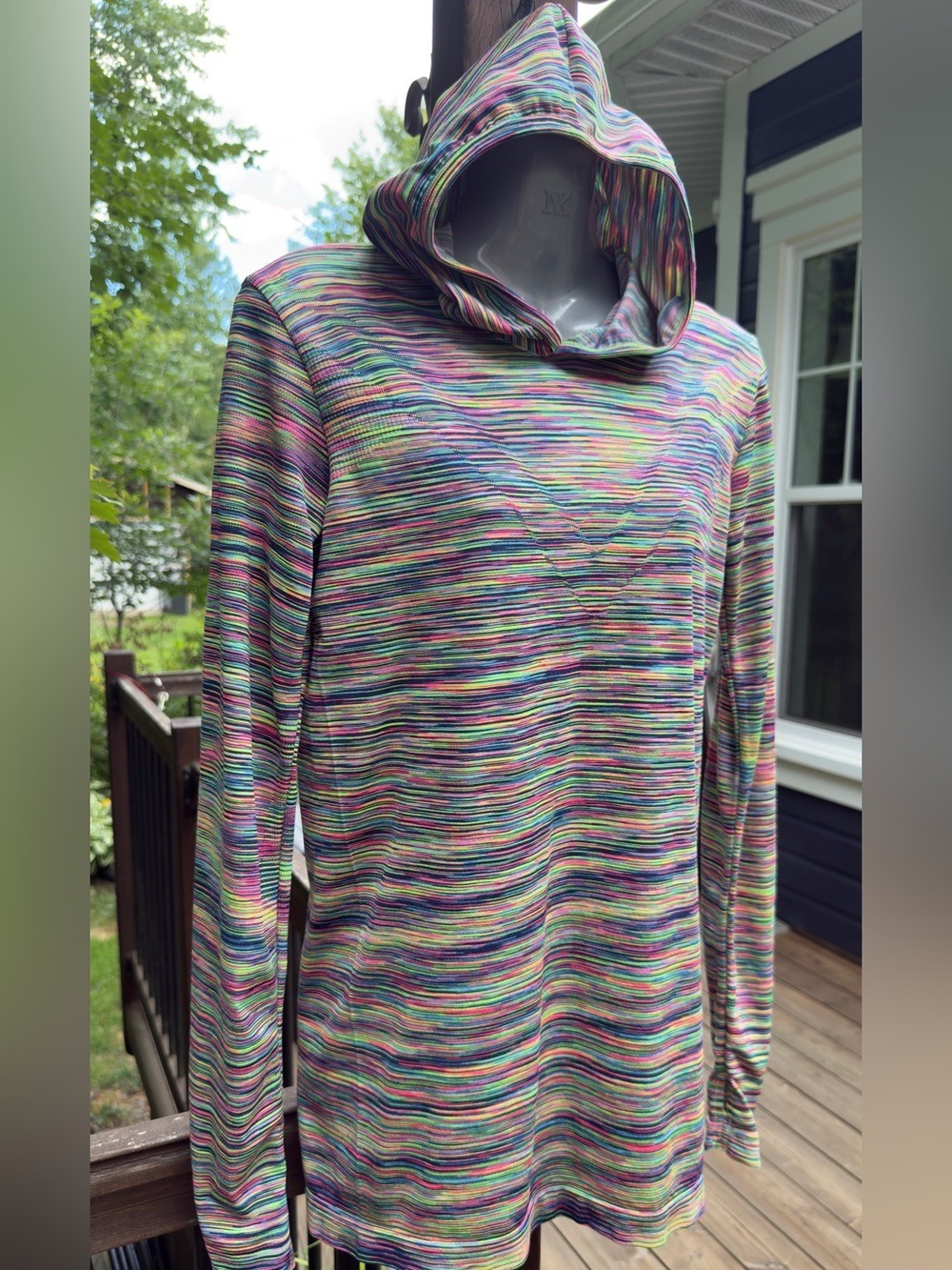 Diadora Multicolor Space Dye Hooded Long Sleeve Athletic Top | Size XS - Picture 4 of 9